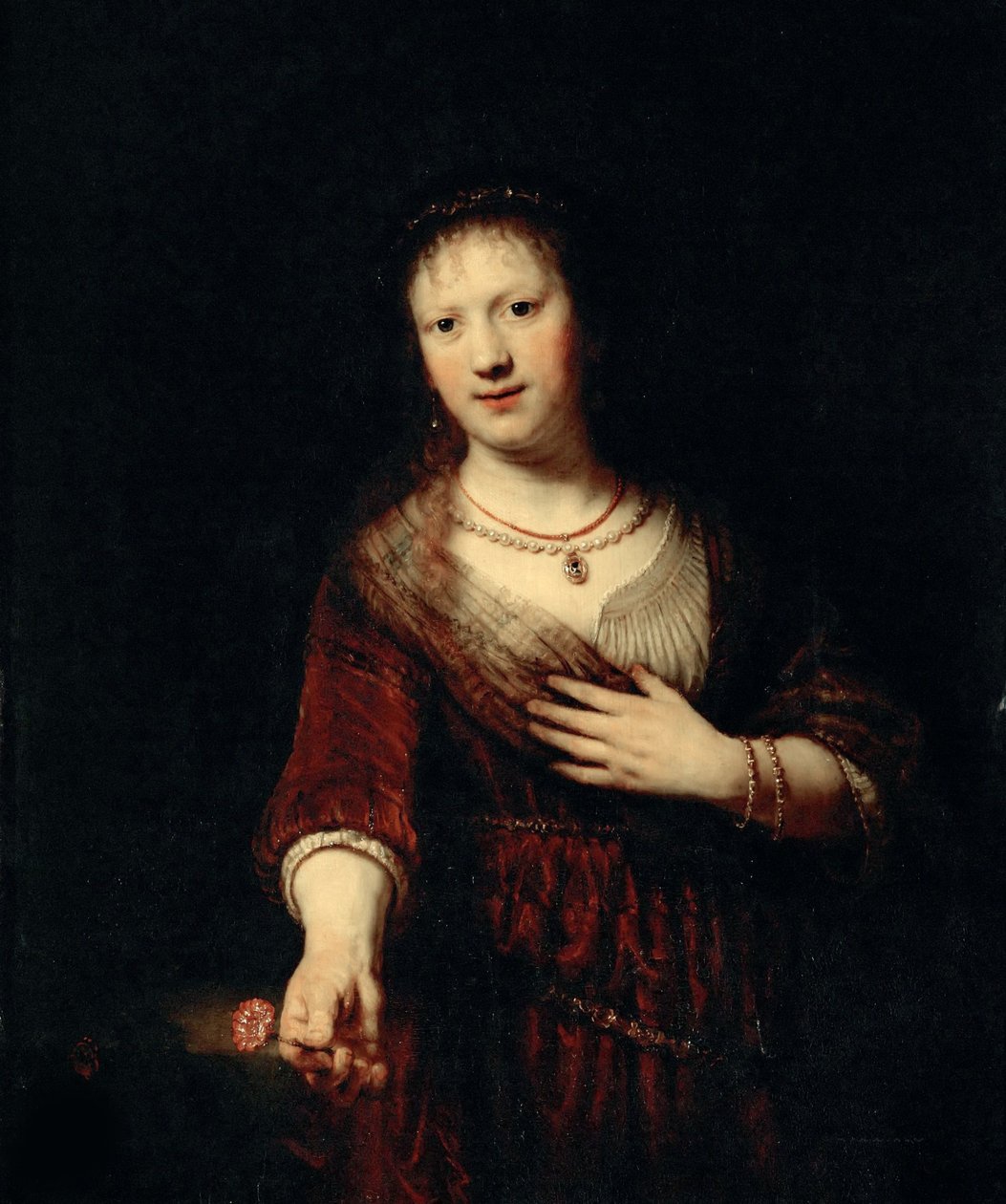 Saskia with the red flower by Rembrandt van Rijn