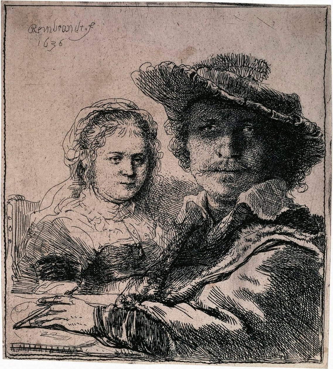 Self-Portrait with Saskia, 1636 by Rembrandt van Rijn