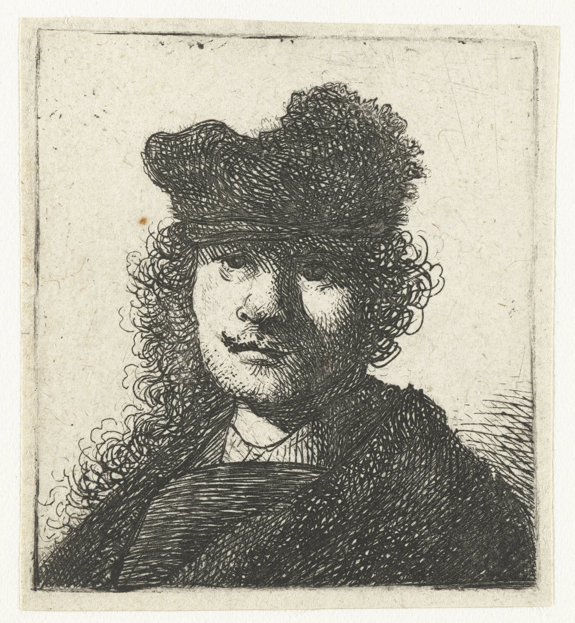 Self-Portrait in a Cap and Dark Cloak: Bust by Rembrandt van Rijn