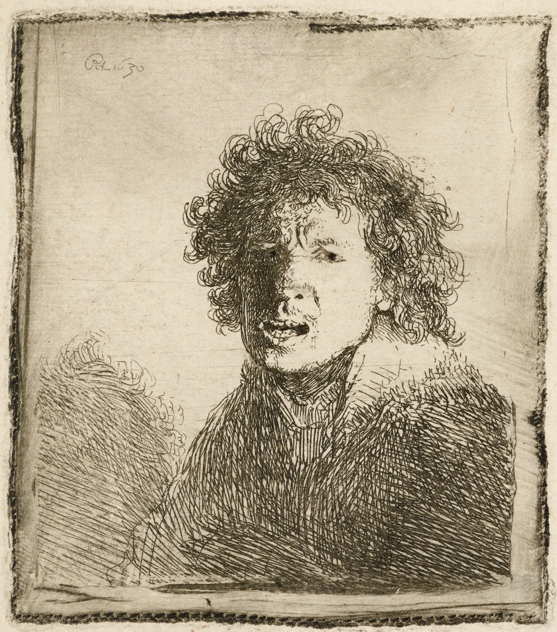 Self-portrait Open Mouthed, as if Shouting: Bust by Rembrandt van Rijn