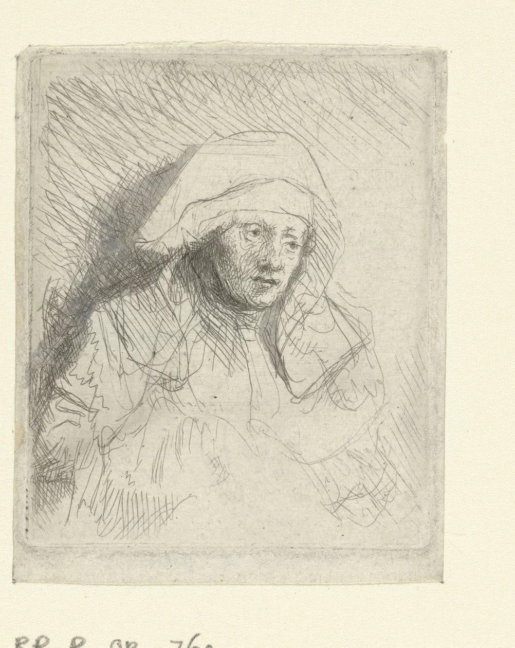 Sick Woman with a Large White Headdress (Saskia) by Rembrandt van Rijn
