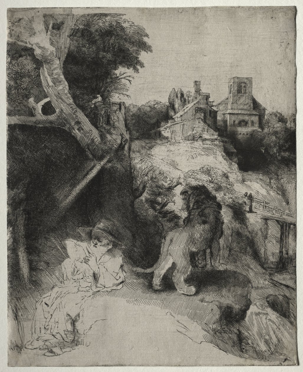 St. Jerome Reading in an Italian Landscape by Rembrandt van Rijn