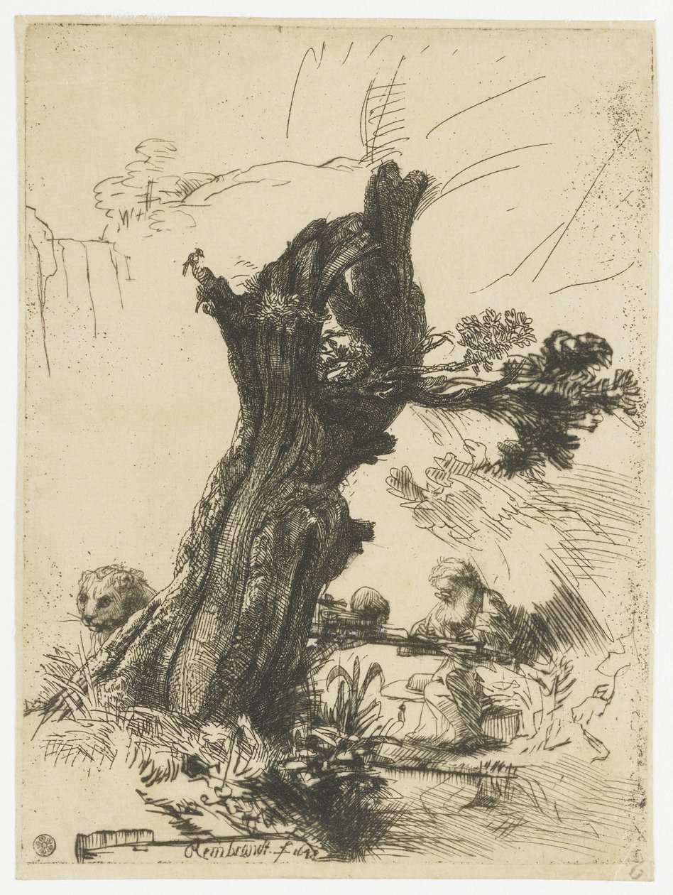 St Jerome Beside a Pollard Willow by Rembrandt van Rijn