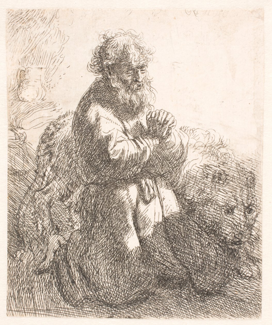 St. Jerome Kneeling in Prayer, Looking Down by Rembrandt van Rijn
