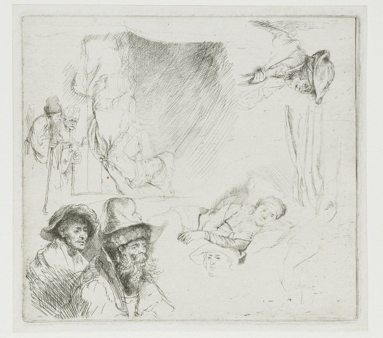 Study Sheet with Sick Woman in Bed by Rembrandt van Rijn