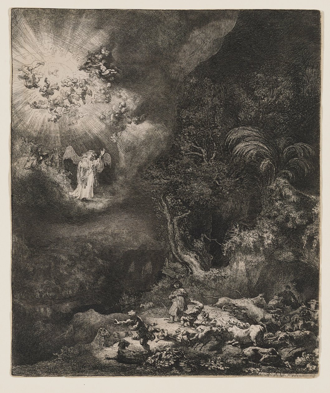 The Angel Appearing to the Shepherds by Rembrandt van Rijn