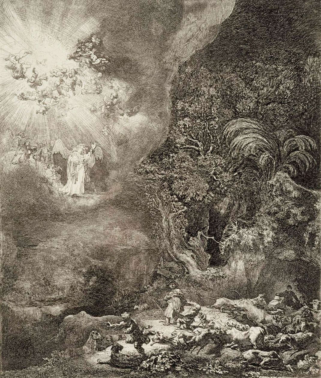 The Angel Appearing to the Shepherds by Rembrandt van Rijn
