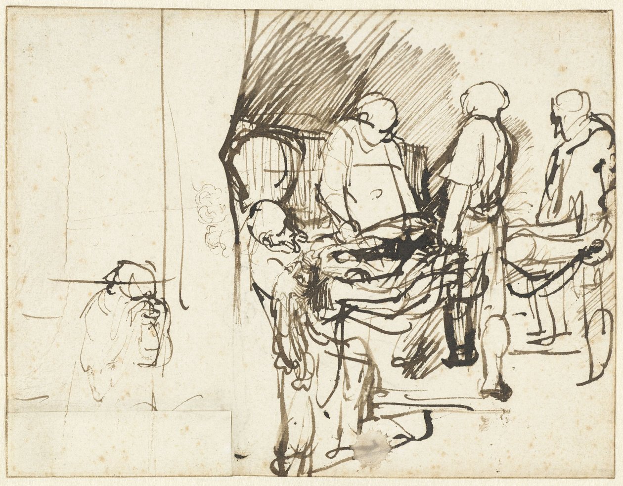 The Entombment, Over a Sketch of an Executioner by Rembrandt van Rijn