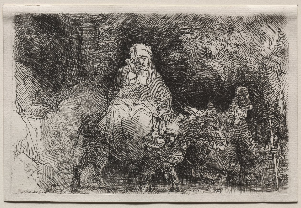 The Flight into Egypt: Crossing a Brook by Rembrandt van Rijn