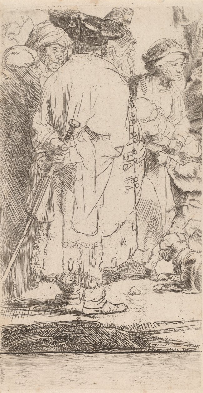 The Man with a Cane Fragment from the Hundred Guilder Print by Rembrandt van Rijn