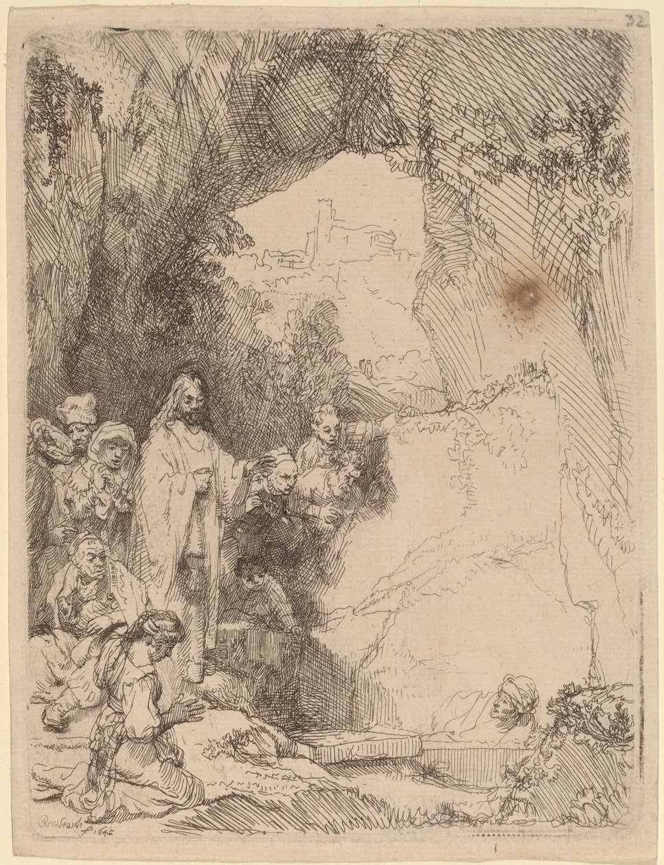 The Raising of Lazarus: Small Plate by Rembrandt van Rijn