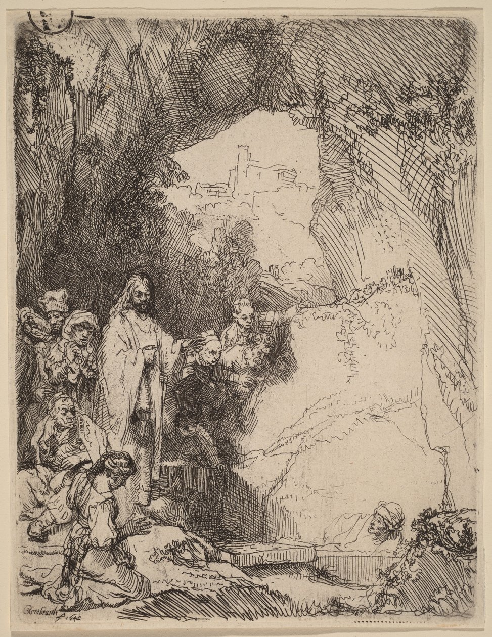 The Raising of Lazarus: Small Plate by Rembrandt van Rijn