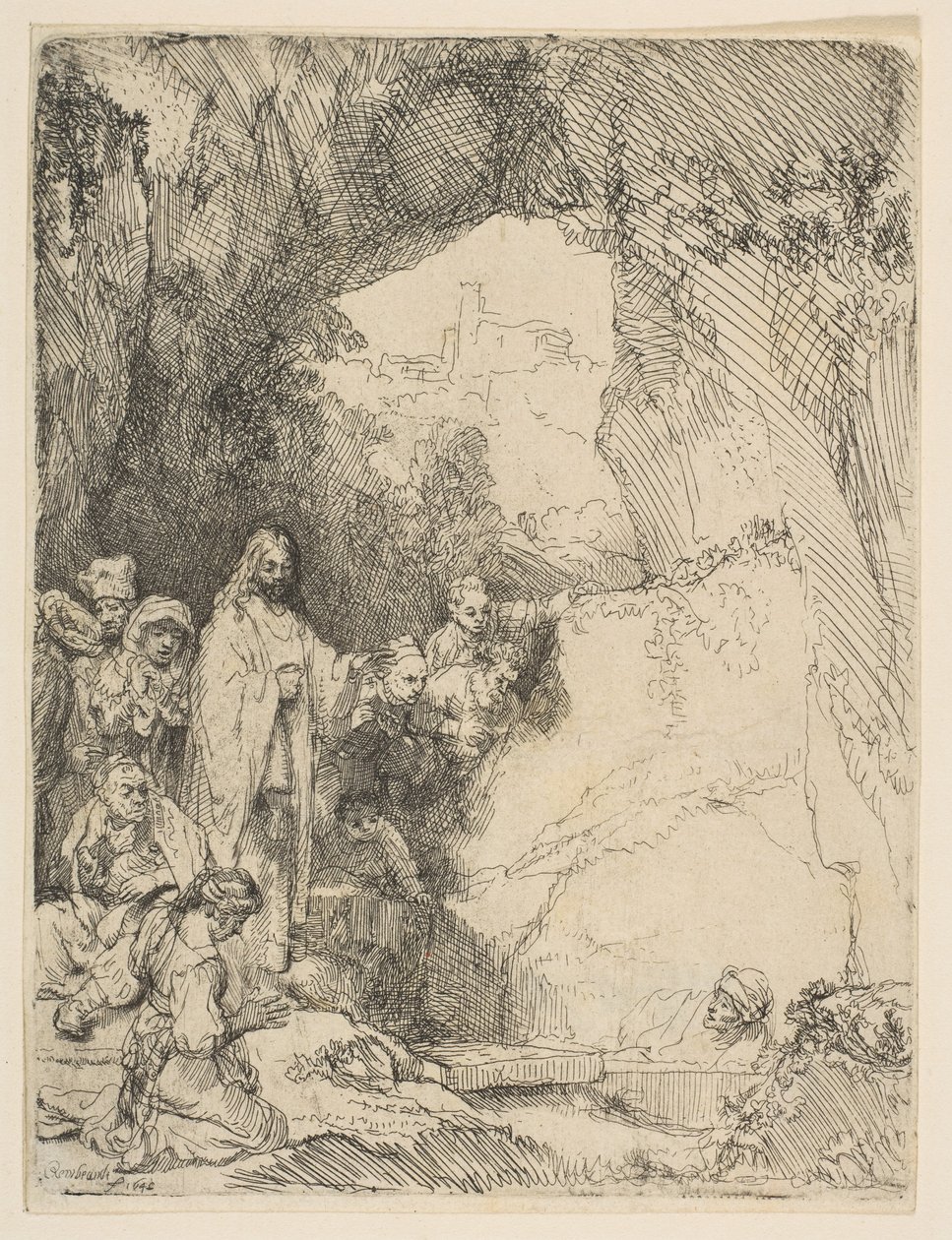 The Raising of Lazarus (small plate) by Rembrandt van Rijn