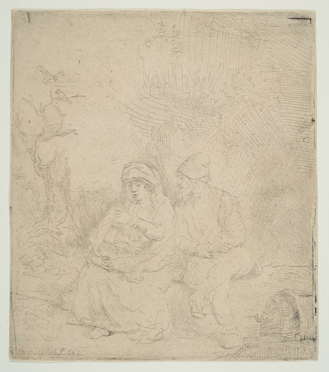 The Rest on the Flight into Egypt (lightly etched) by Rembrandt van Rijn