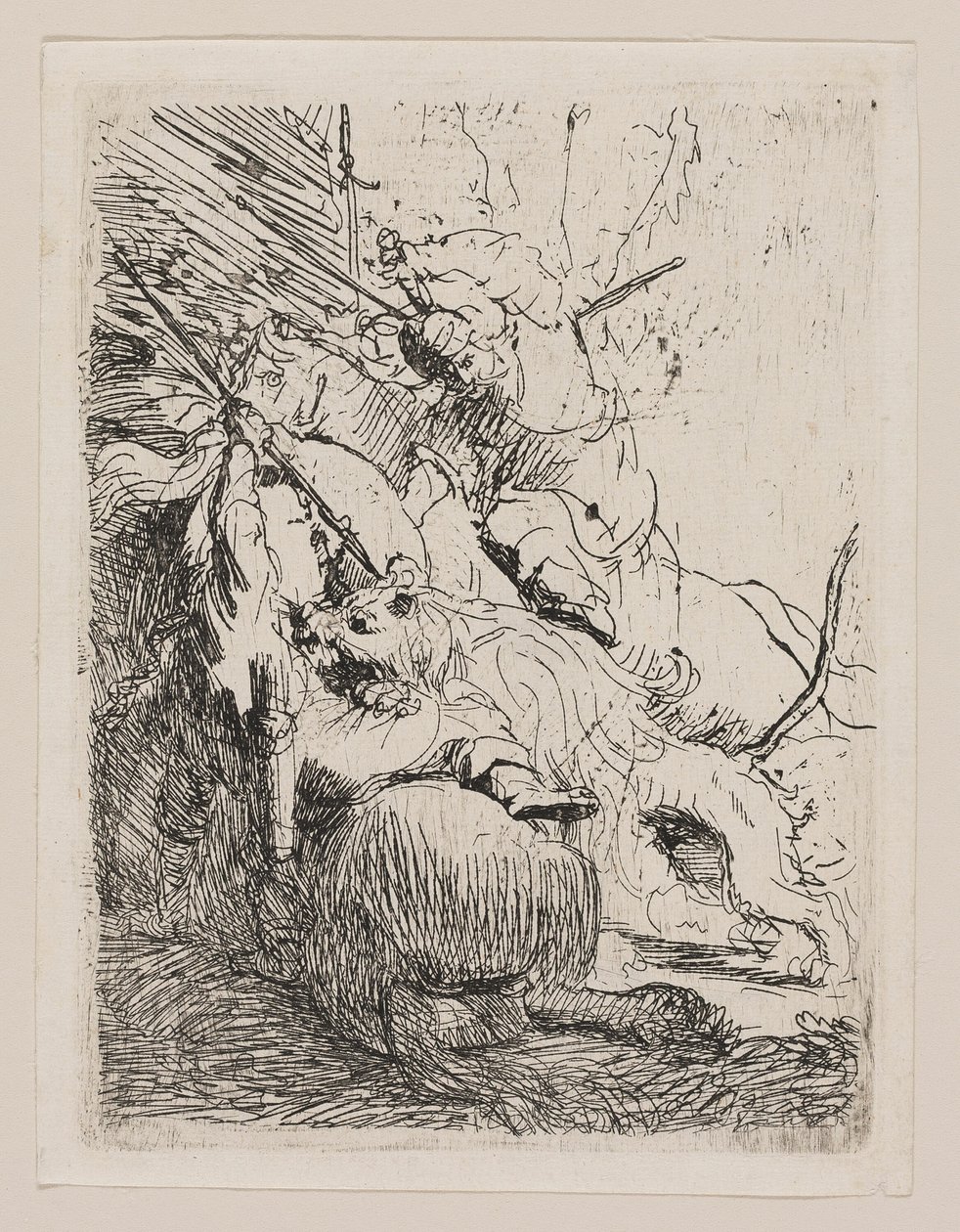 The Small Lion Hunt (With One Lion) by Rembrandt van Rijn