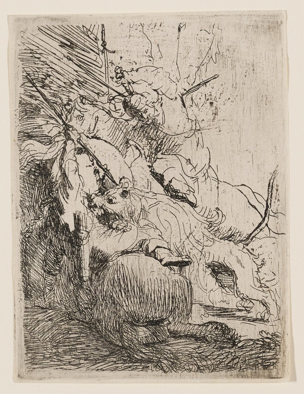 The Small Lion Hunt (with One Lion) by Rembrandt van Rijn
