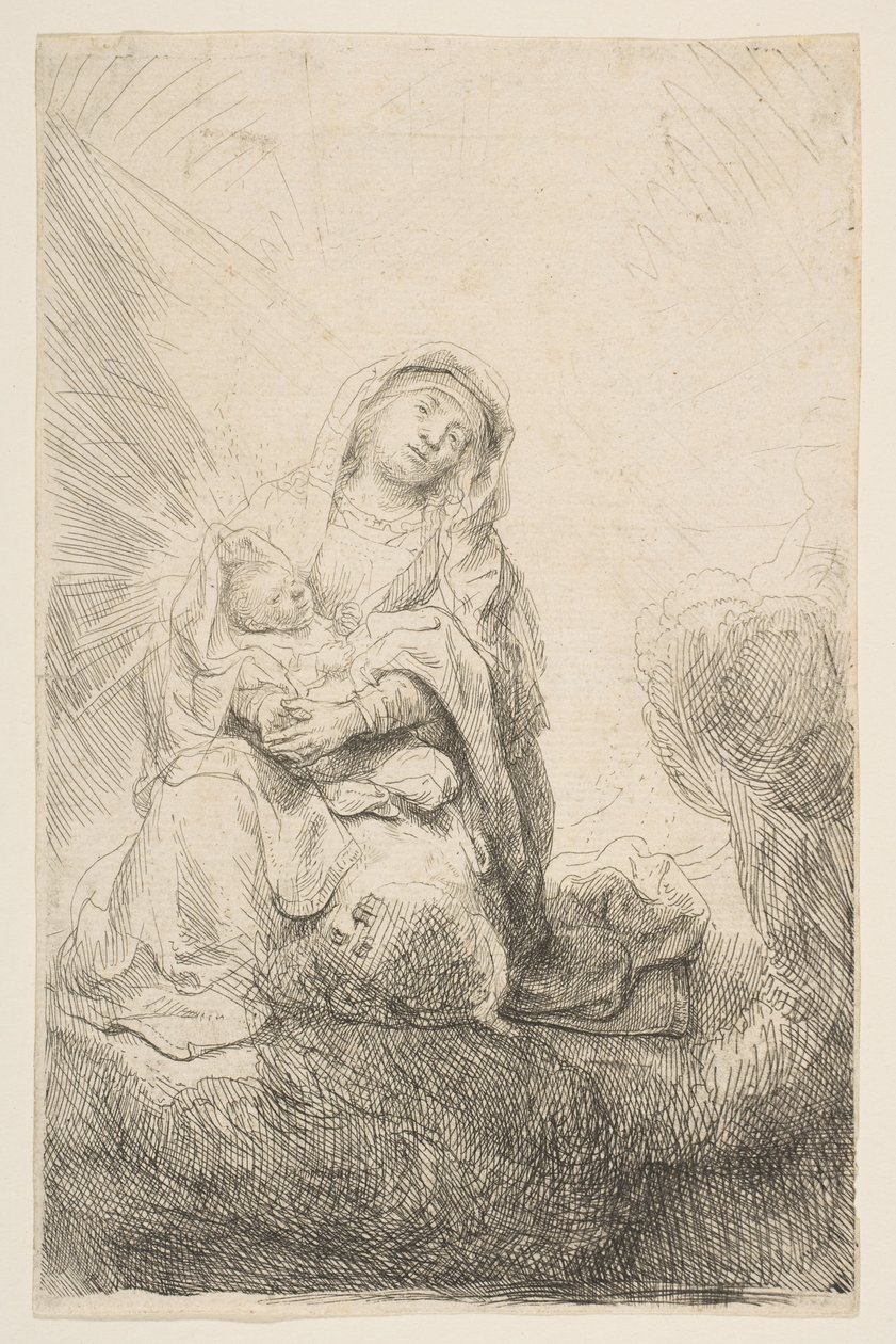 The Virgin and Child in the Clouds by Rembrandt van Rijn