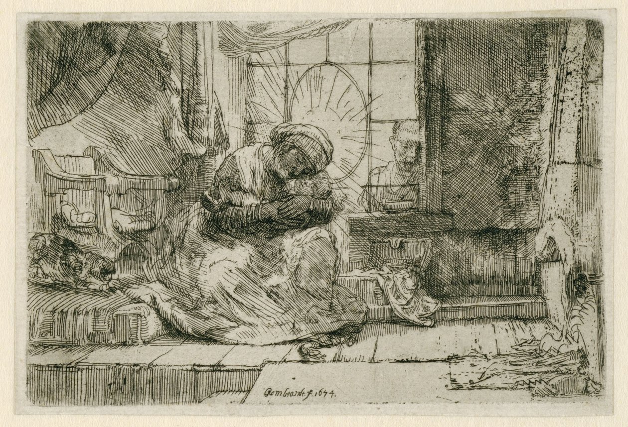 The Virgin and Child with the Cat and the Snake by Rembrandt van Rijn