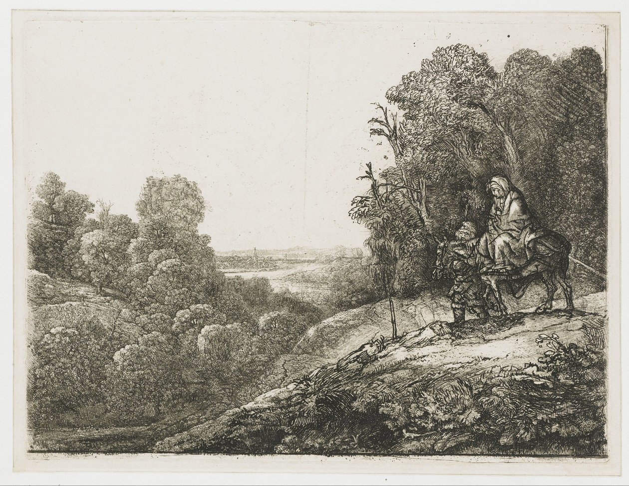 The Flight into Egypt: Altered Plate from Seghers by Rembrandt van Rijn