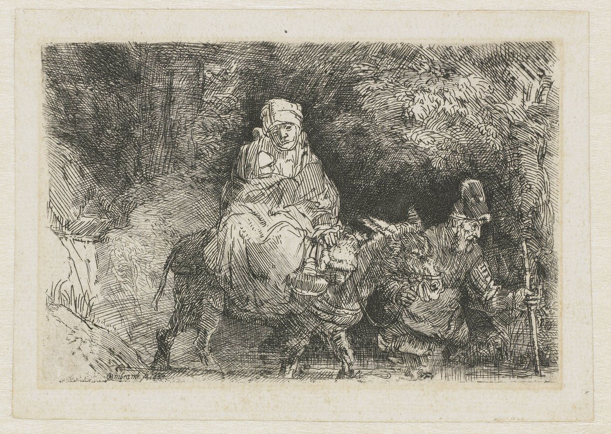 The Flight into Egypt Crossing a Brook by Rembrandt van Rijn