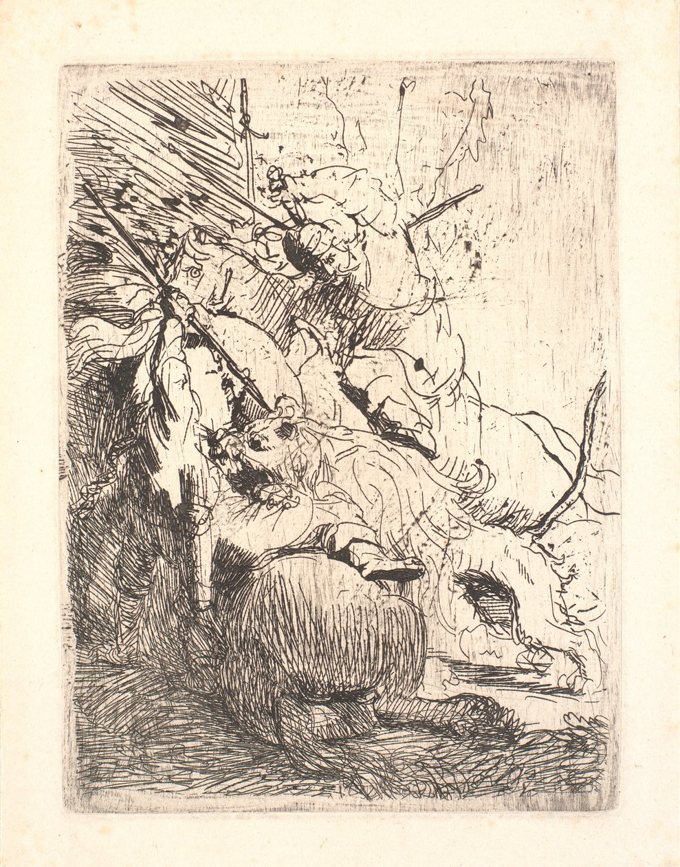 The Small Lion Hunt (with One Lion) by Rembrandt van Rijn