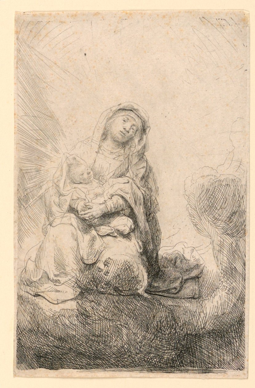 Virgin and Child in the Clouds by Rembrandt van Rijn