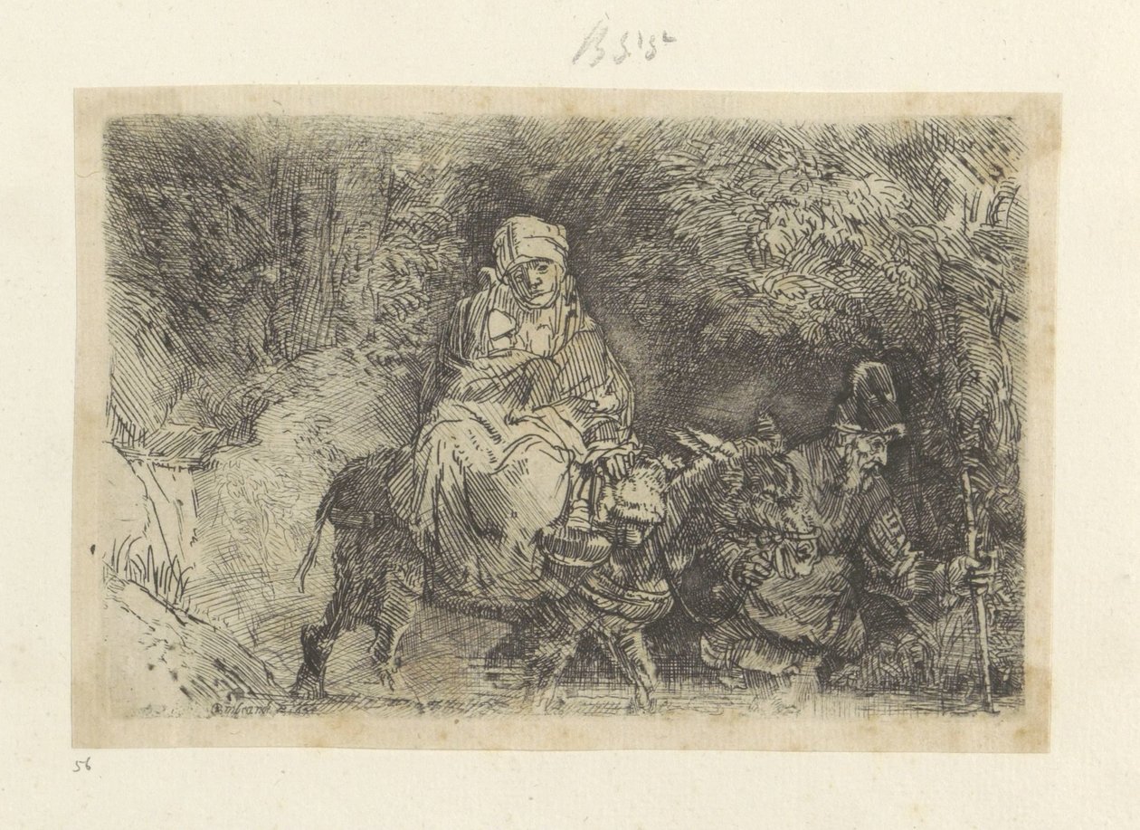 Flight into Egypt: Crossing a Stream by Rembrandt van Rijn