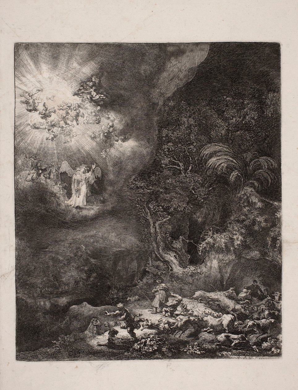 Annunciation to the Shepherds by Rembrandt van Rijn