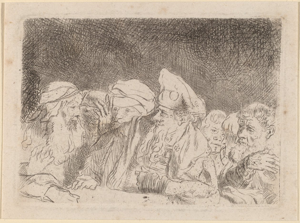 The Pharisees Debating (Fragment from the Hundred Guilder Print) by Rembrandt van Rijn and William Baillie