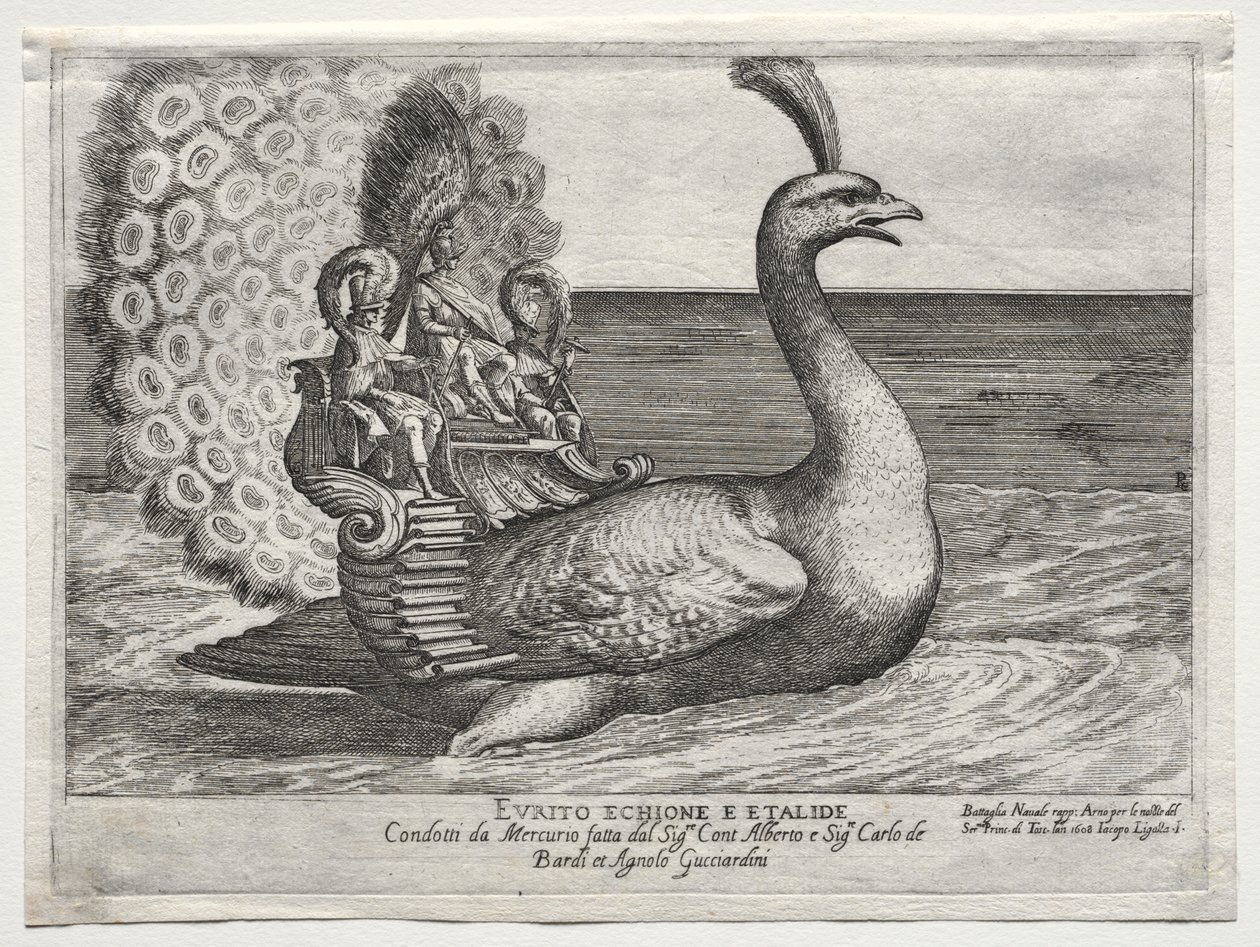 Naval Combat Represented on the Arno River in Florence, for the Marriage of Cosimo di Medici Prince of Tuscany, and Maria Maddalena of Austria, in 1608: Evrito Echione E Etalide by Remigio Cantagallina