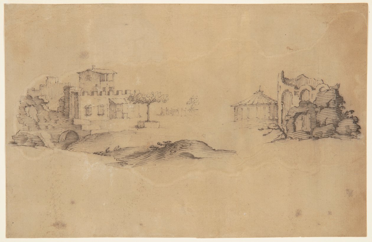 Sketches of a Building and a Ruin by Remigio Cantagallina