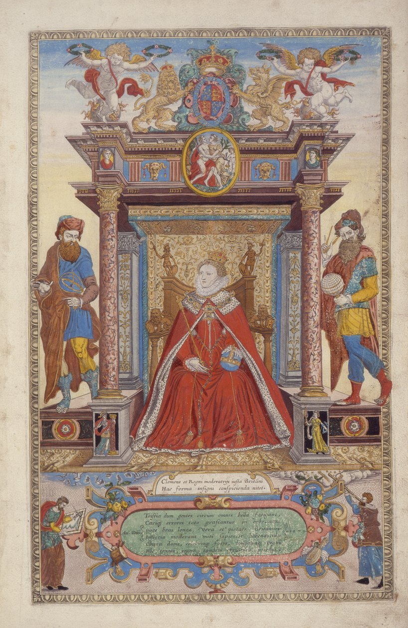 Frontispiece, from An Atlas of England and Wales, by Christopher Saxton, 1590 by Remigius Hogenbergh