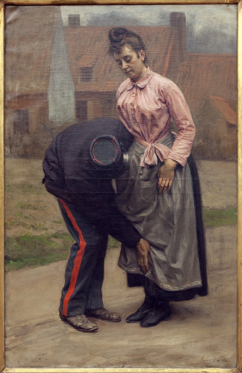 Customs Search (Painting by Remy Cogghe, 1854-1935) by Remy Cogghe