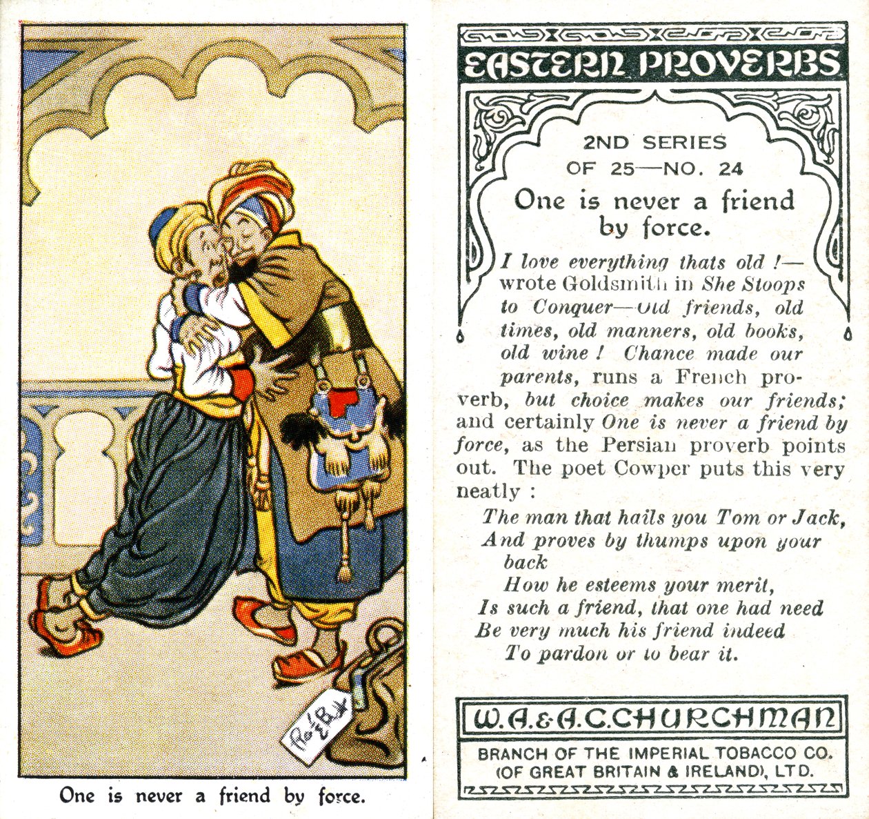 One is Never a Friend by Force, 1932 by René Bull