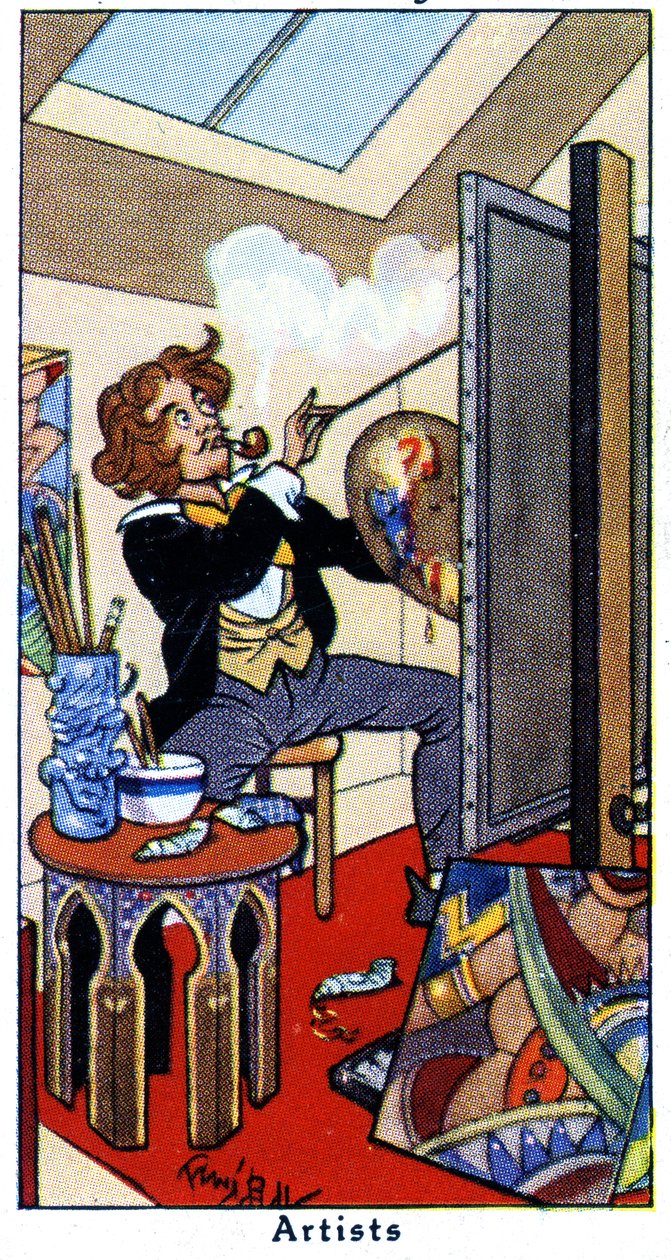 An Artist painting in his studio, 1936 by René Bull