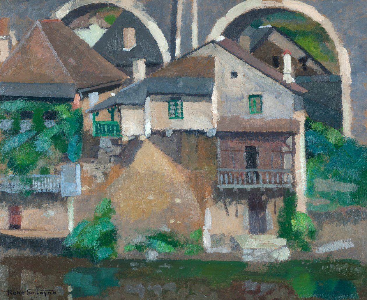 Houses on the Vézère at Uzerche by René Fontayne
