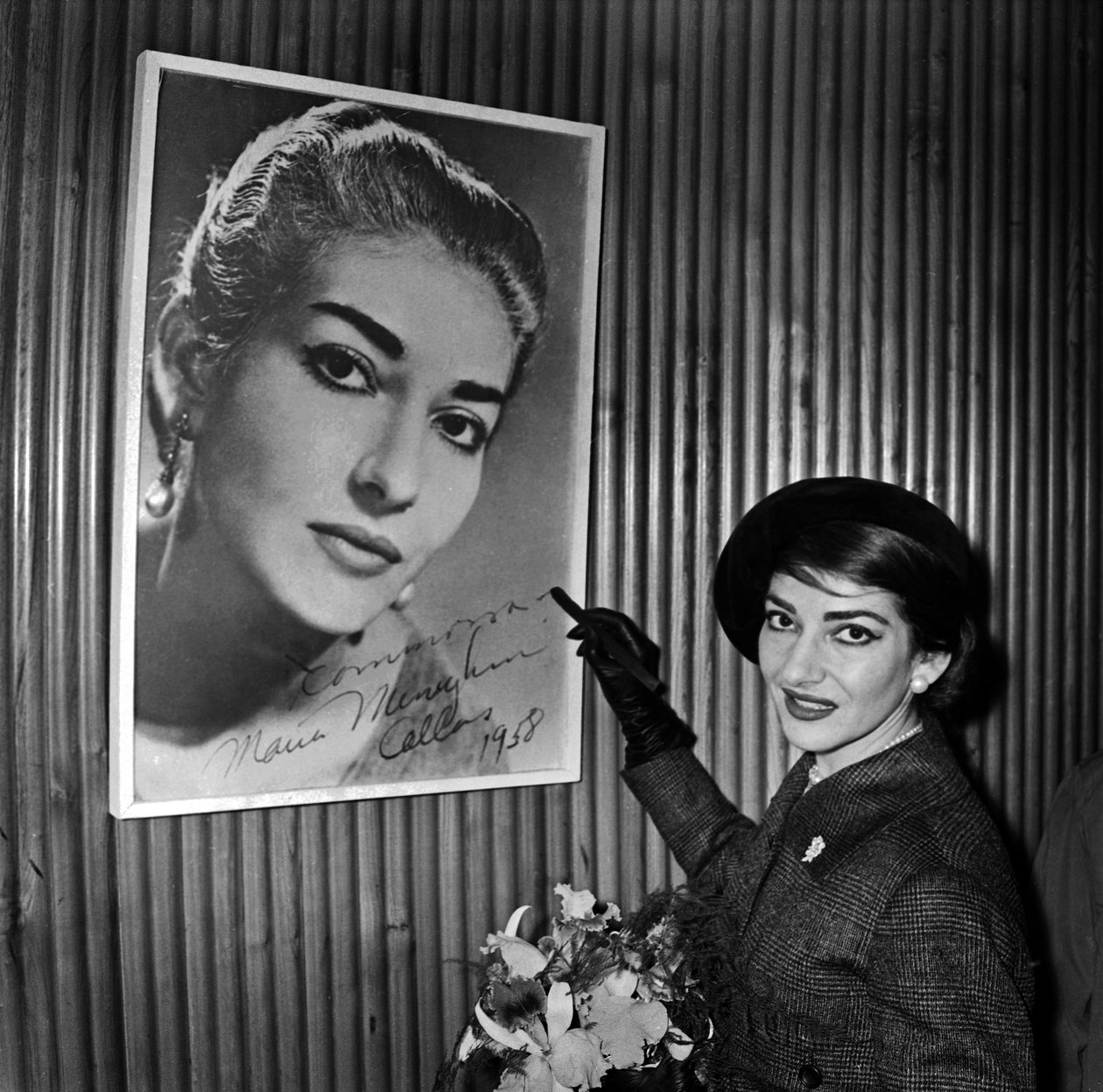 Soprano Maria Callas Signing One of Her Posters at Orly Paris Airport Before Going to Chicago January 16 by René Saint Paul