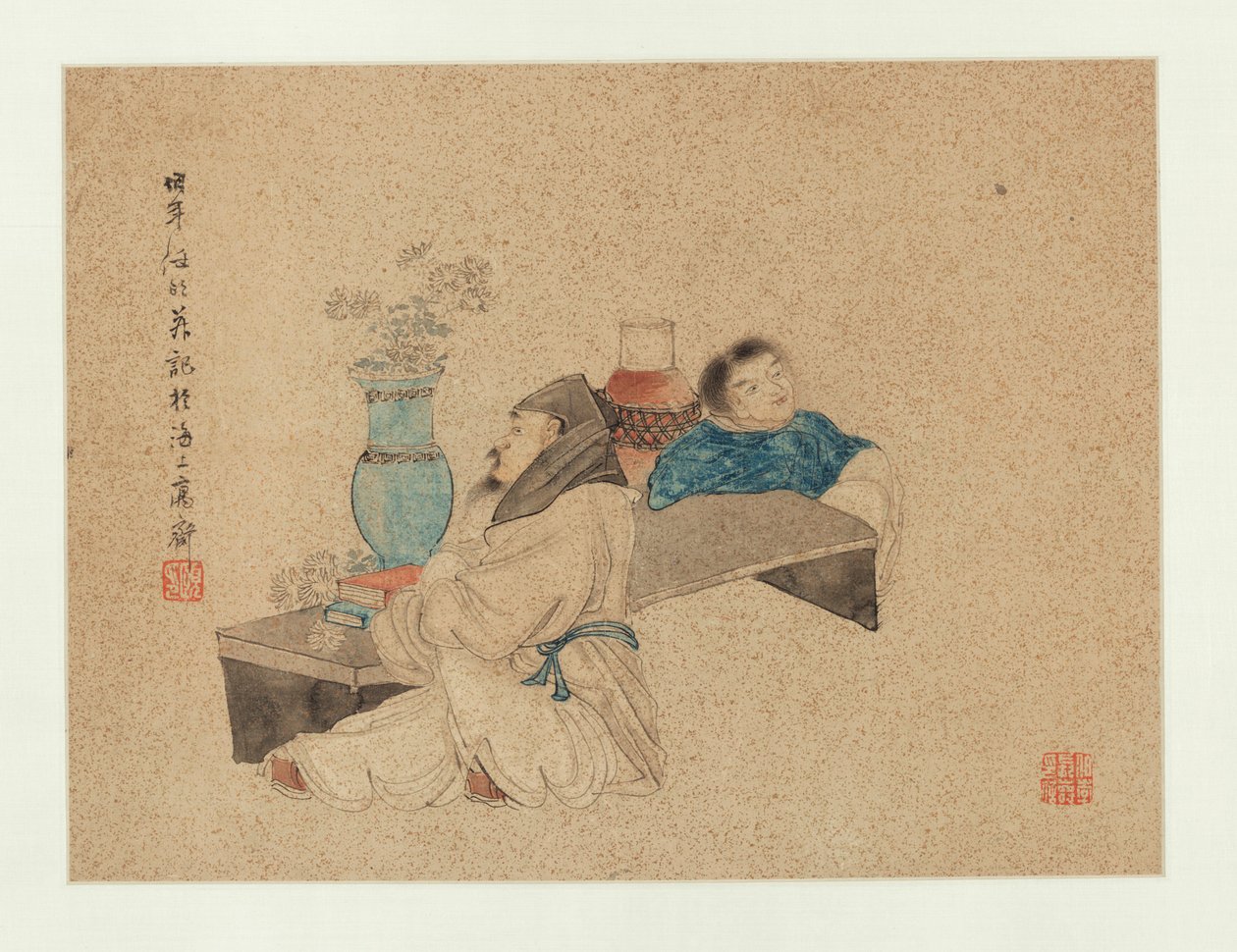 A Scholar and His Attendant by Ren Yi