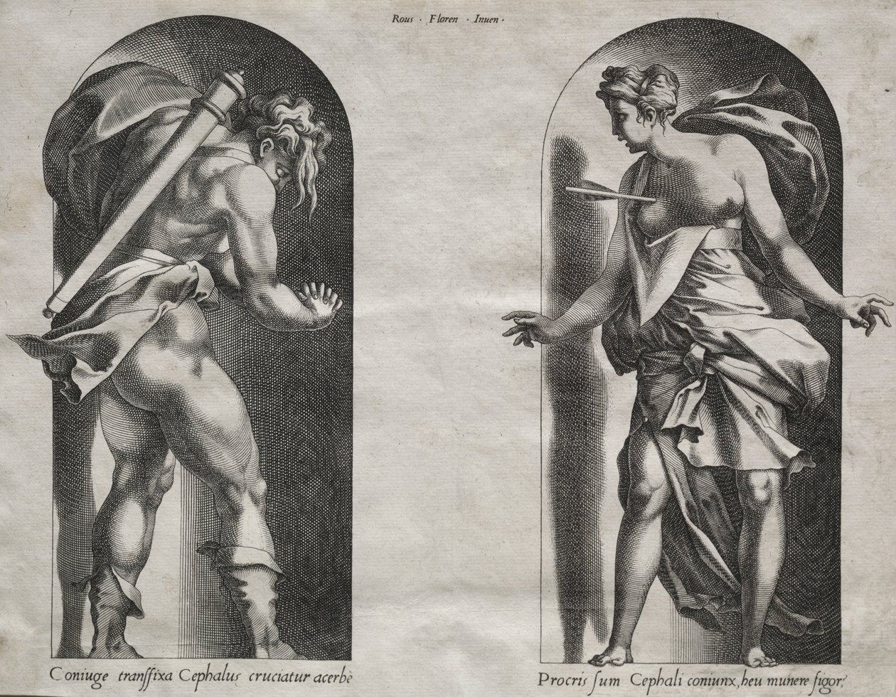 Cephalus and Procris in two Niches by Rene Boyvin