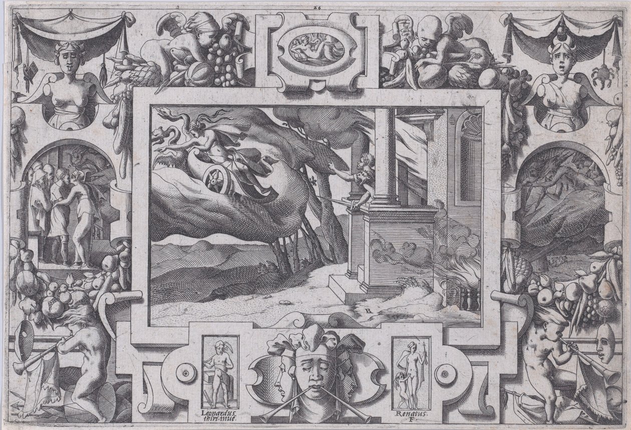 Medea Flees from Jason, 1563 by Rene Boyvin