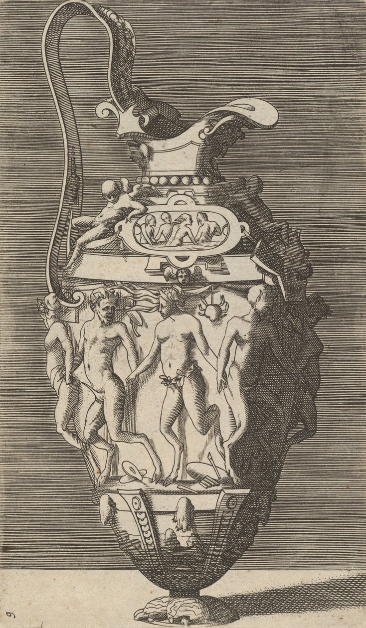 Vase with Dancing Women and Satyrs by Rene Boyvin