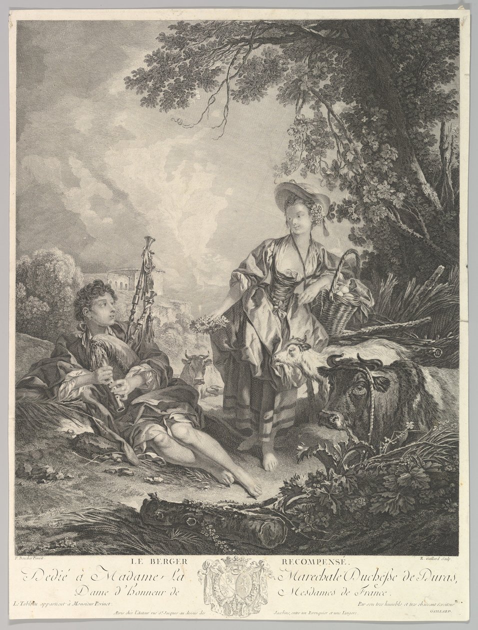 The Rewarded Shepherd, 18th century by Rene Gaillard