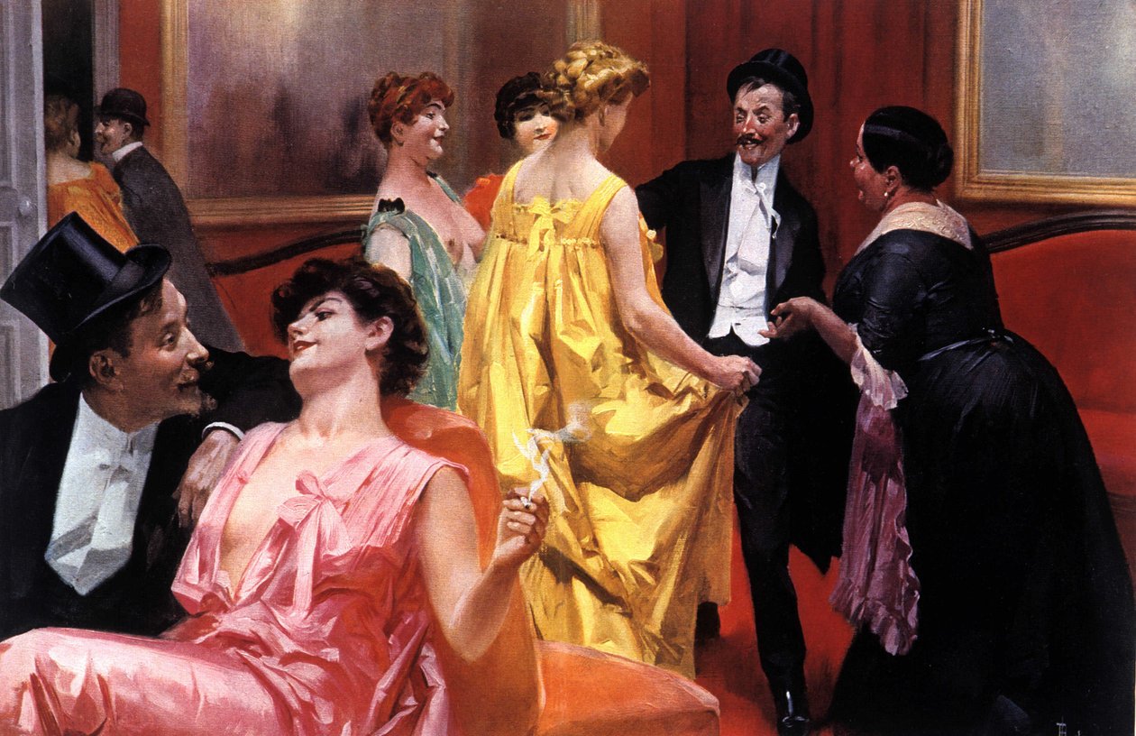 The presentation. Parisian house at the beginning of the 20th century. Illustration by Rene Lelong by Rene Lelong
