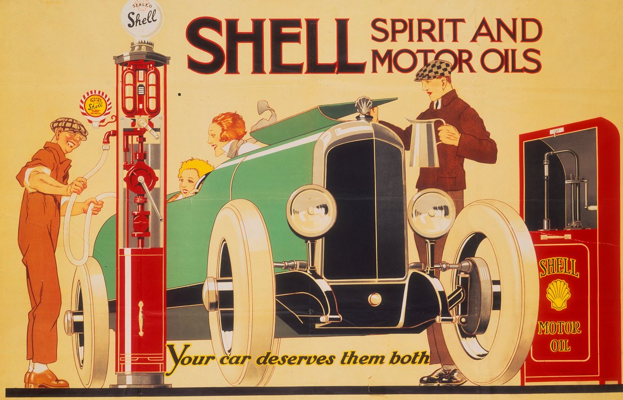 Poster Advertising Shell Spirit and Motor Oils by Rene Vincent