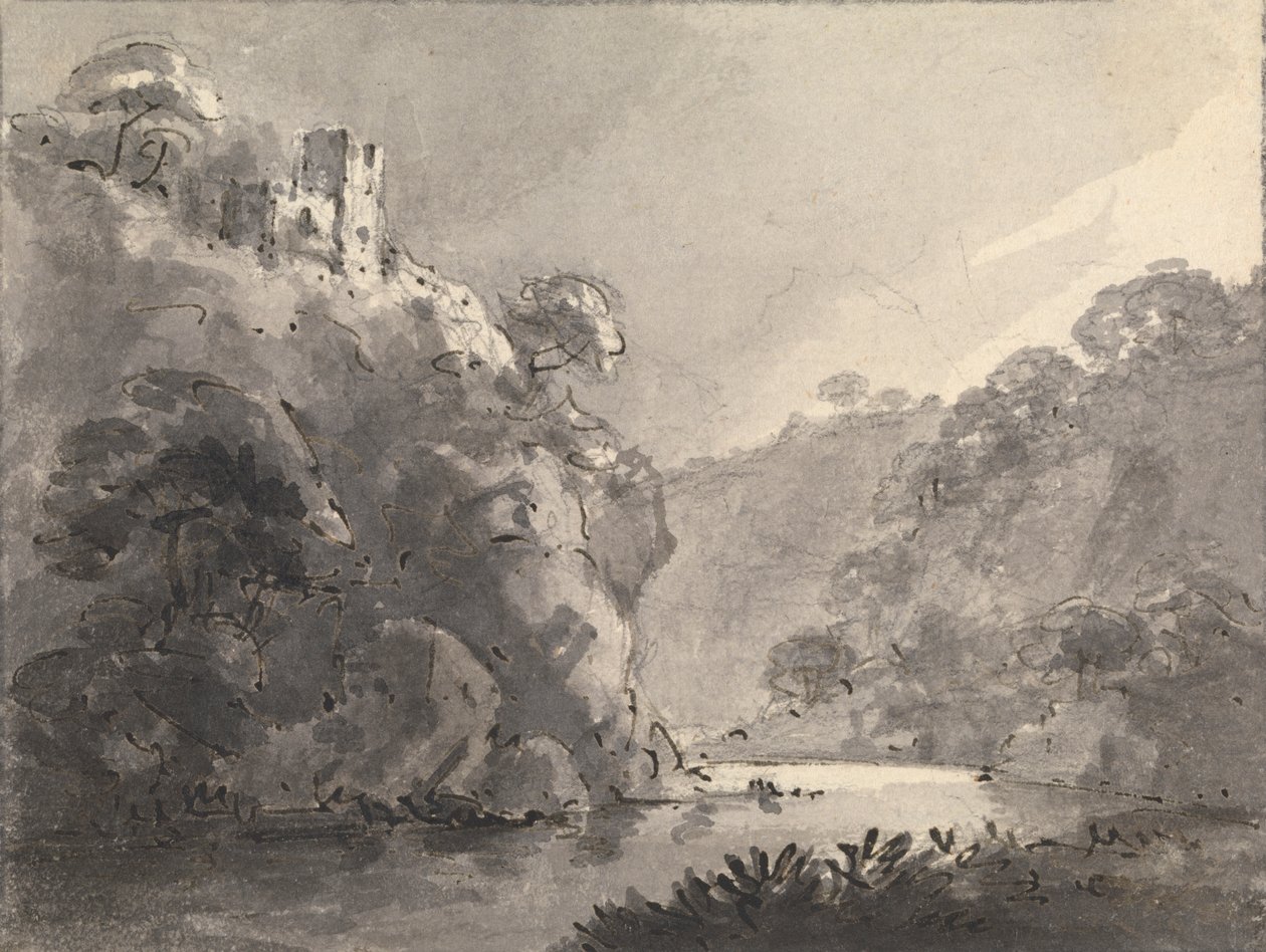 Landscape with Castle on a Hill at Left by Rev. William Gilpin