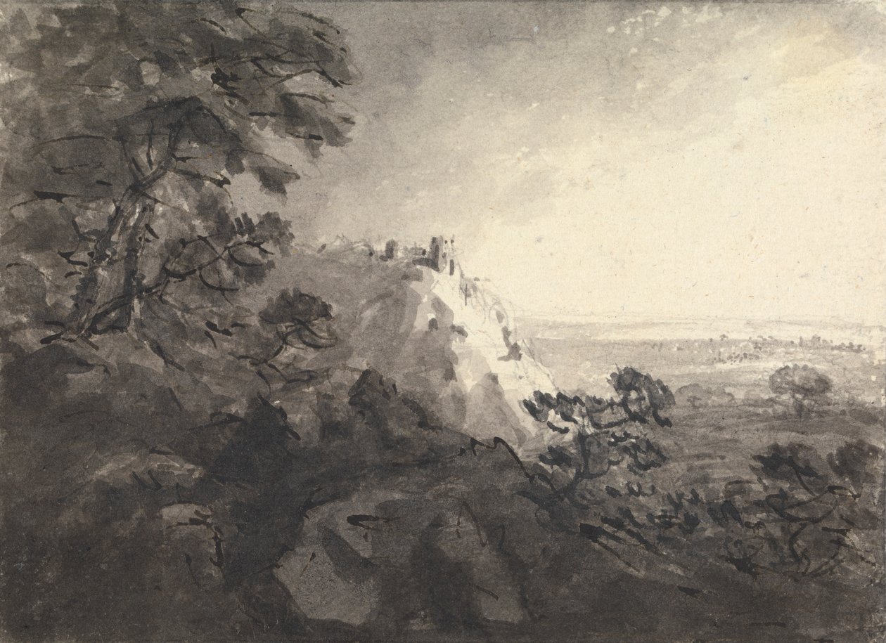 Landscape with a Castle on a Hill in Center Distance by Rev. William Gilpin