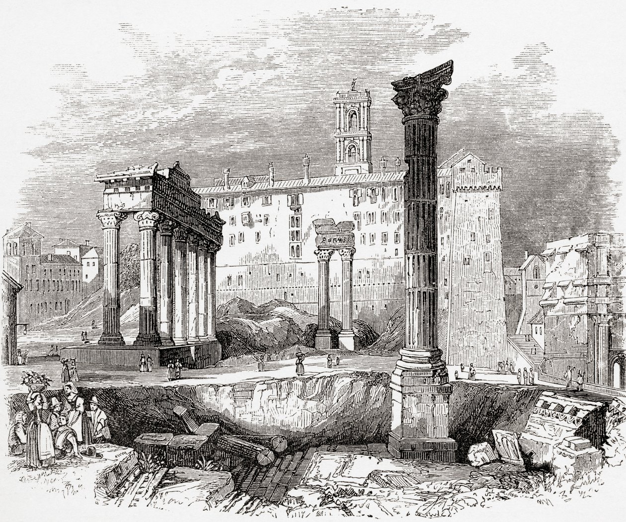 In The Forum, Looking Towards the Capitol, Rome, Italy in the Late 19th Century. From Italian Pictures by Rev. Samuel Manning, Published c.1890. by Reverend Samuel Manning