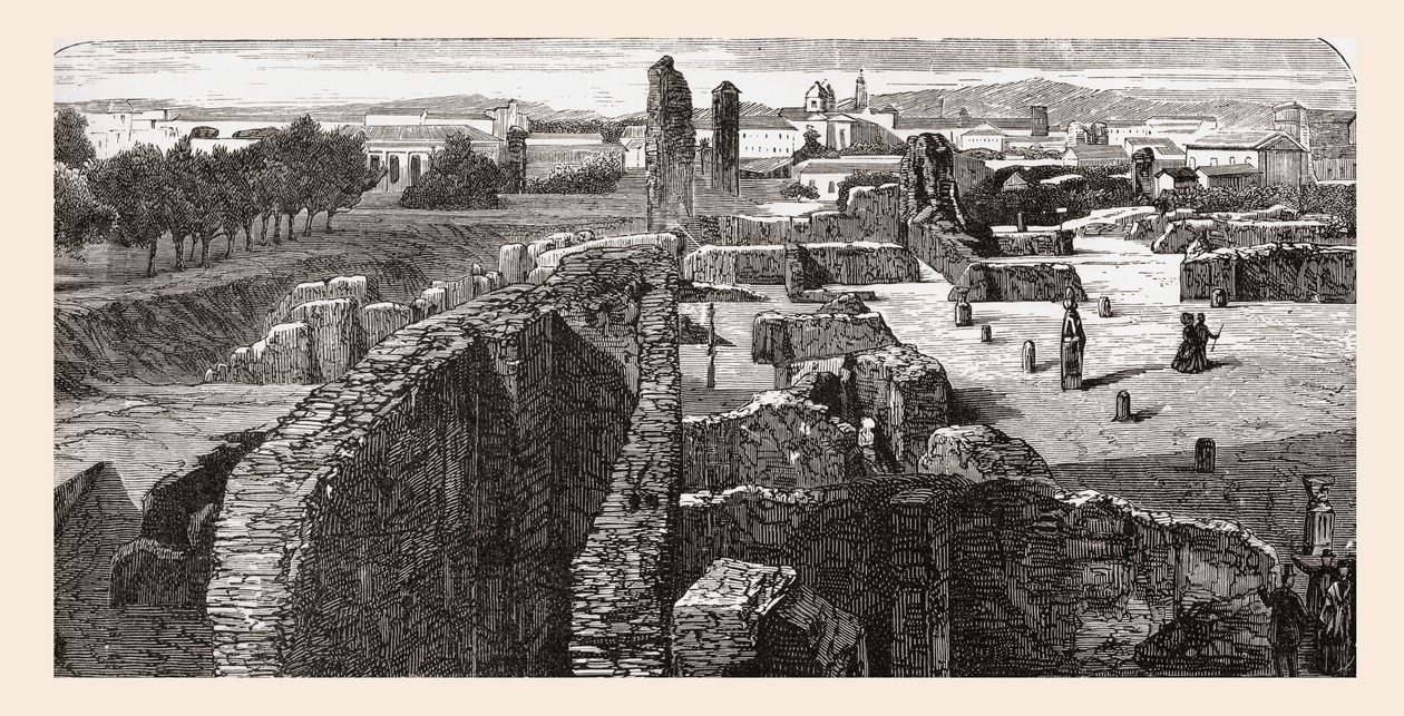 Remains of The Bibliotheca in the Palace of the Caesars, Palatine Hill, Rome, Italy in the Late 19th Century. From Italian Pictures by Rev. Samuel Manning, Published c.1890. by Reverend Samuel Manning