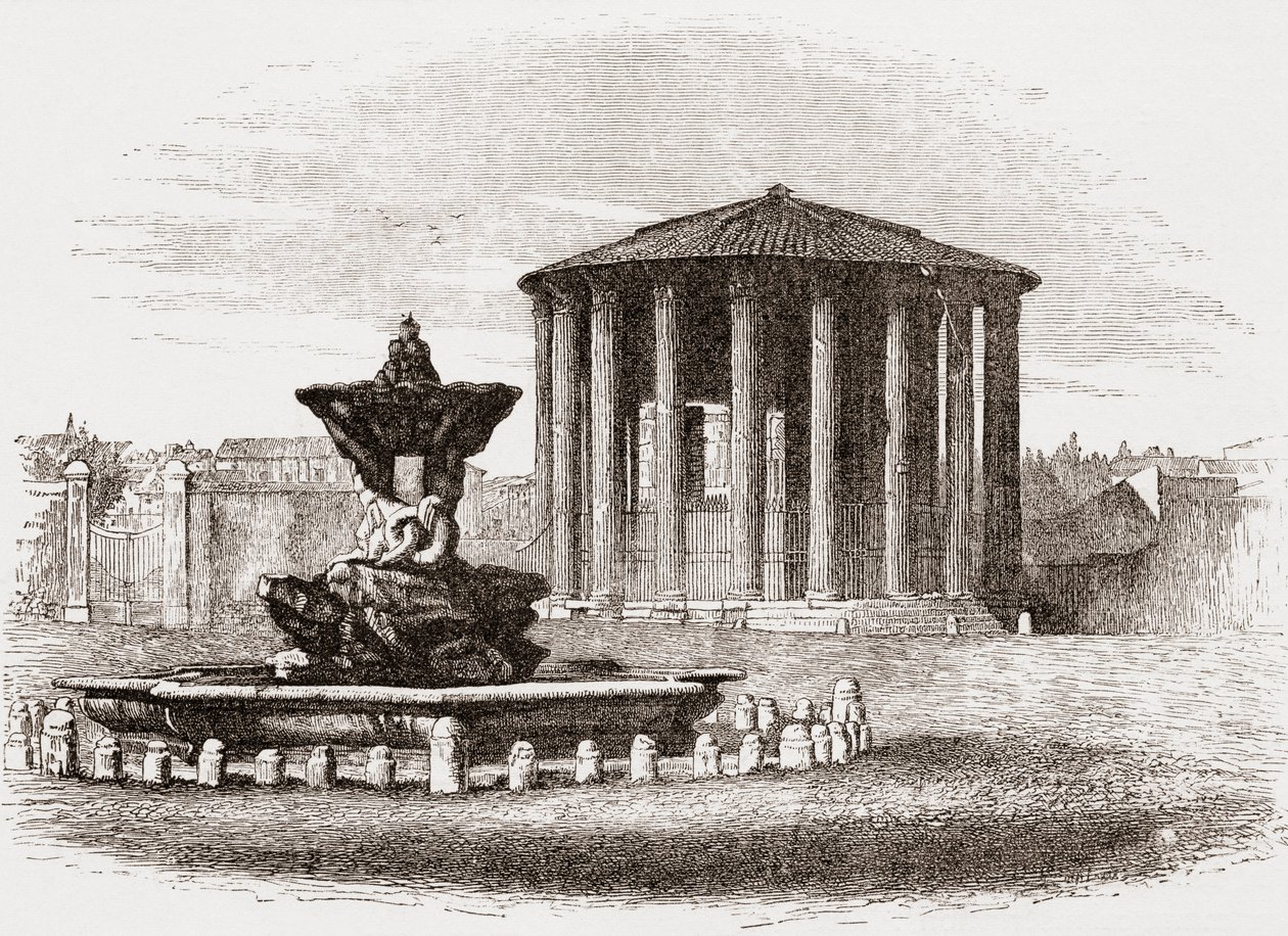 Temple of Vesta, Roman Forum, Rome, Italy in the Late 19th Century. From Italian Pictures by Rev. Samuel Manning, Published c.1890. by Reverend Samuel Manning