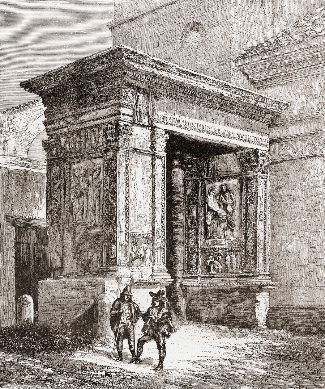 The Arcus Argentariorum, in the Western Wall of the Church of San Giorgio al Velabro, Rome, Italy in the Late 19th Century. From Italian Pictures by Rev. Samuel Manning, Published c.1890. by Reverend Samuel Manning